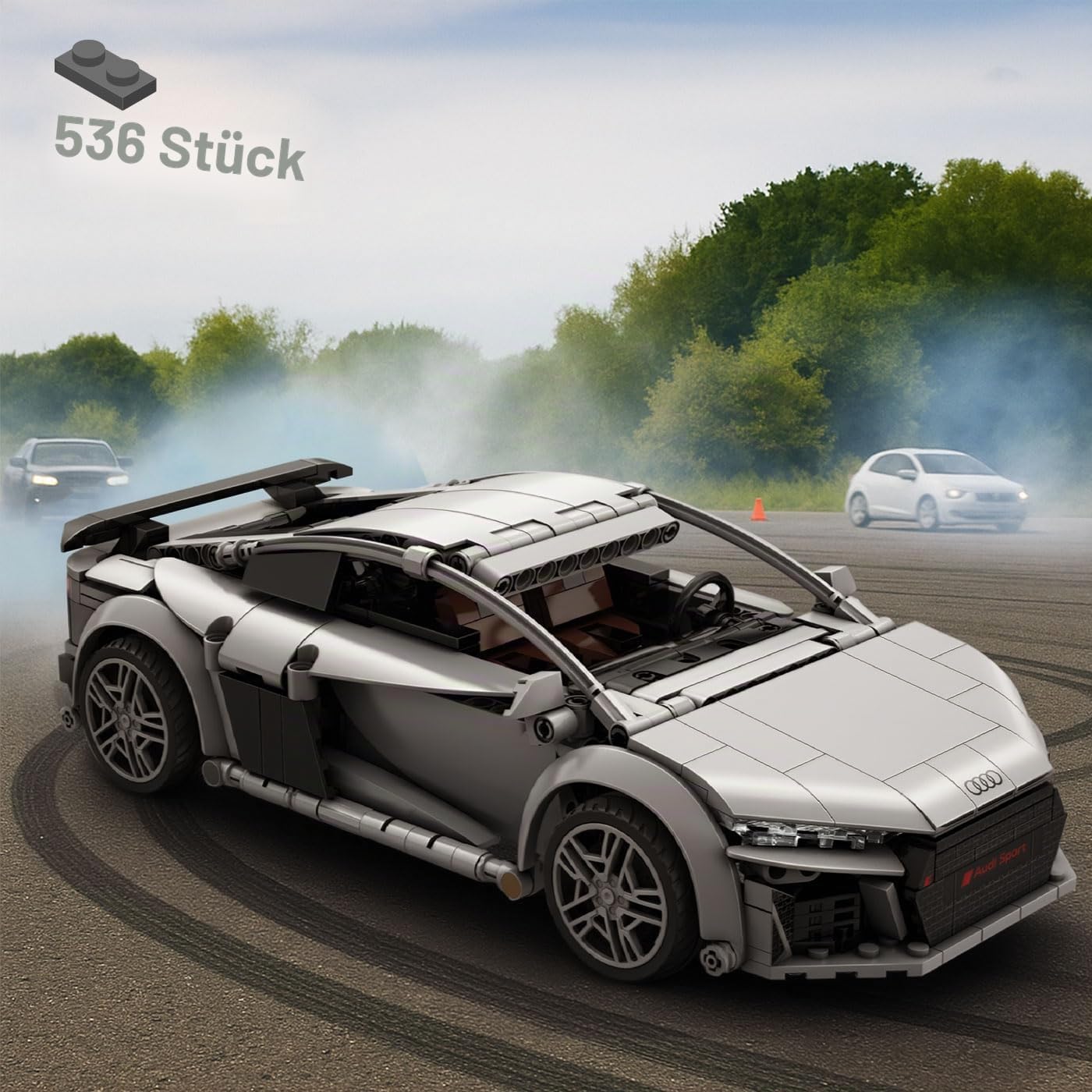 JAMARA 402898 CADA Audi R8 Coupé 1:14, 2,4GHz Bricks, Spielzeugauto Modellauto, Rennwagen Sportwagen für Kinder ab 6 Jahre, RC Ferngesteuert, Geschenkidee, Dualmodus, Detailgetreu