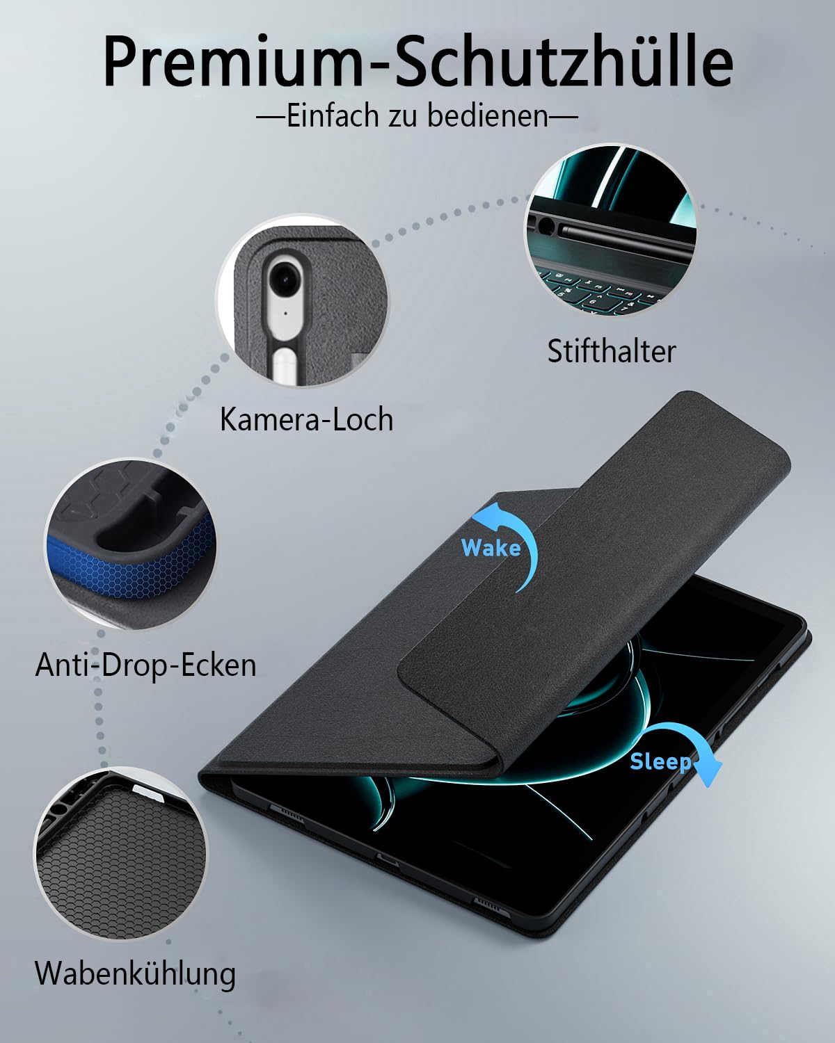 für Samsung Galaxy Tab S10 FE Plus (2025)/Samsung Galaxy Tab S10 FE+ (2025) 13.1 Zoll Hülle mit Kabelloses Bluetooth Deutsch (QWERTZ) Beleuchtete Farbige Tastatur und Maus, Backlit Keyboard Case