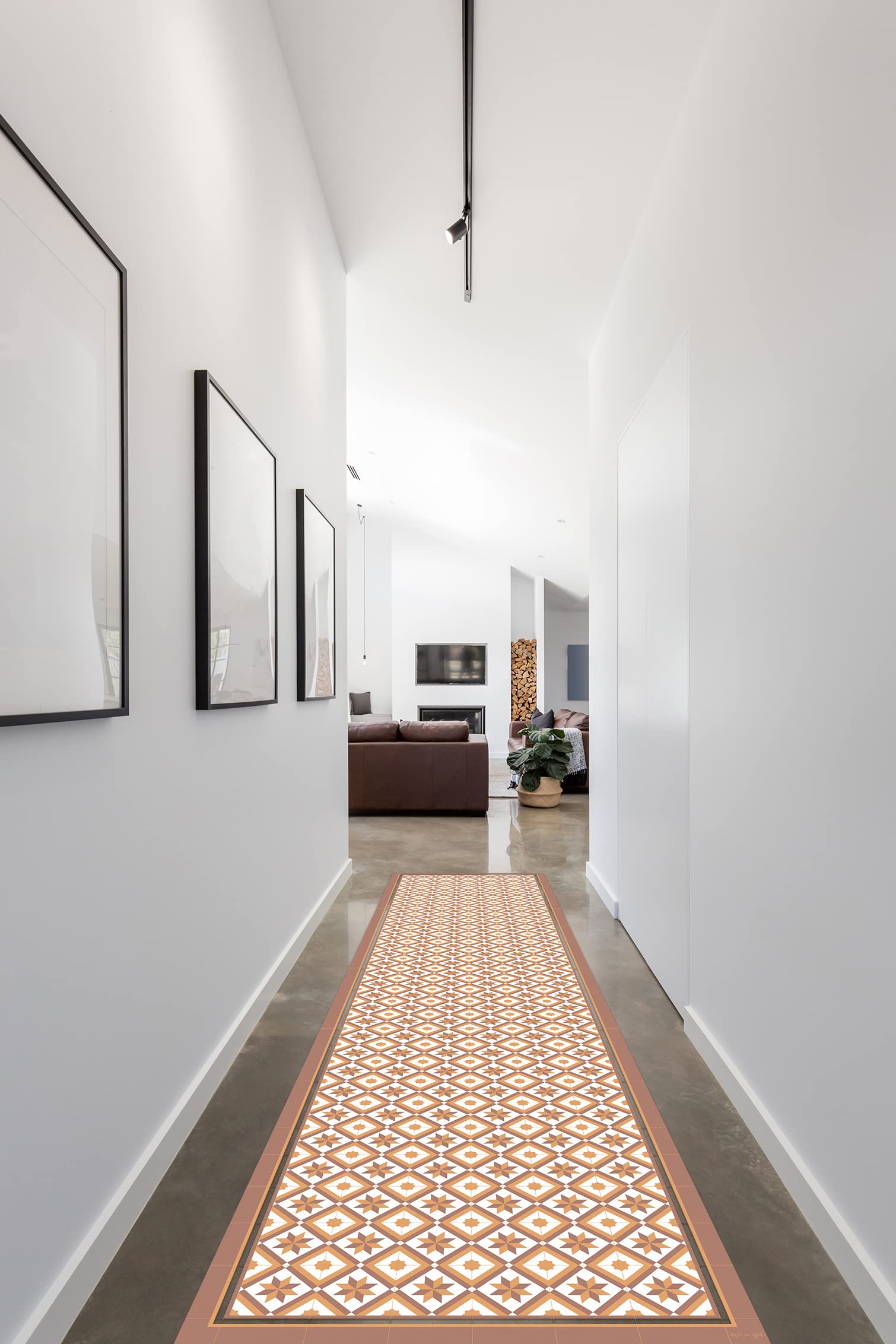 DobleUve Estudio Alfombra Vinílica Hidráulica 25 | Color Marrón | 65x200 cm | Alfombra Cocina Lavable Antideslizante | Alfombra Vinilica | Suelo Vinílico | Alfombra Vinilo Salón
