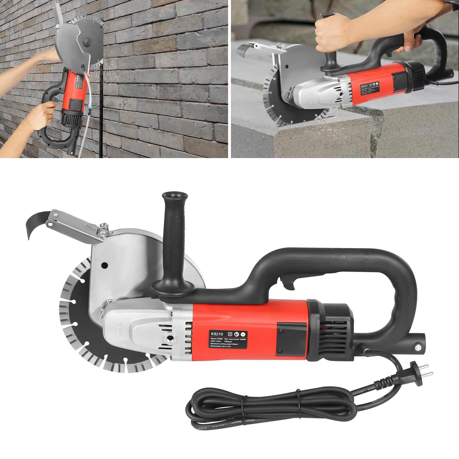 Taglierina elettrica per calcestruzzo, 5200 W, lama da 21 cm, 0-180°, profondità di taglio 6,8 cm