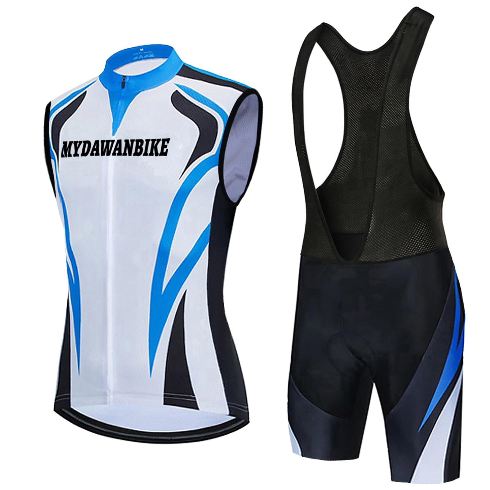 Completo Ciclismo Uomo Abbigliamento Bici MTB Estivo Maglia Ciclista, Maglietta Bicicletta Senza Maniche Gilet e Salopette Pantaloncini con 9D Gel Imbottiti,Tuta da Ciclo Sleeveless Asciugatura Rapida