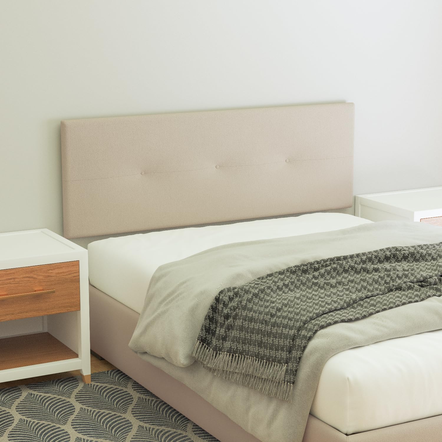 LA WEB DEL COLCHON - Cabecero tapizado Julie para Cama de 150 (160 x 55 cms) Beige Claro Textil Suave