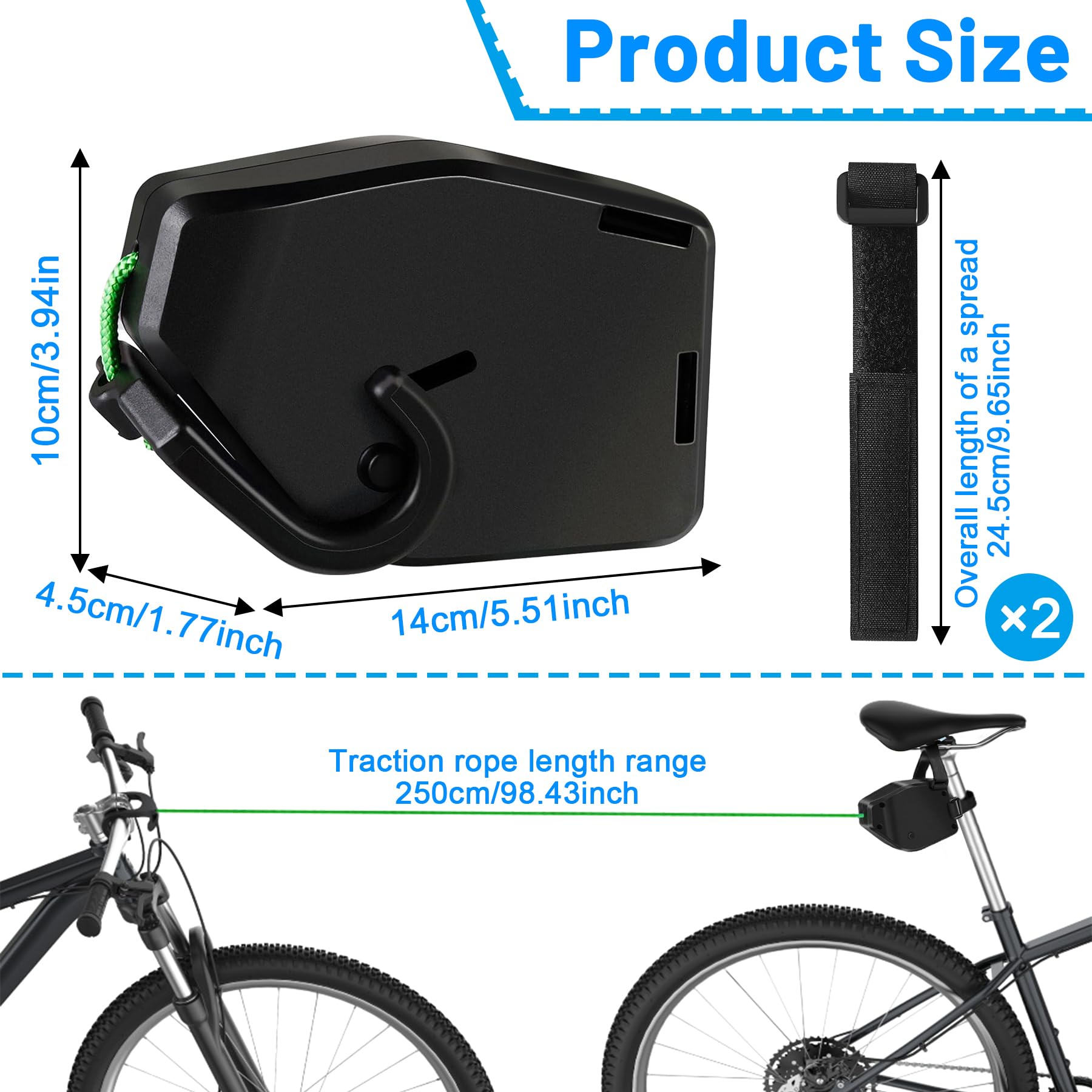 YeahBoom Corda di Traino per Bicicletta,2,5M Bar Trazione Velo Bambino,Sistema di Traino della Bicicletta Retrattile,Fune da Traino Bambini Portatile per Bici MTB e Corda di Traino Genitore Bambino