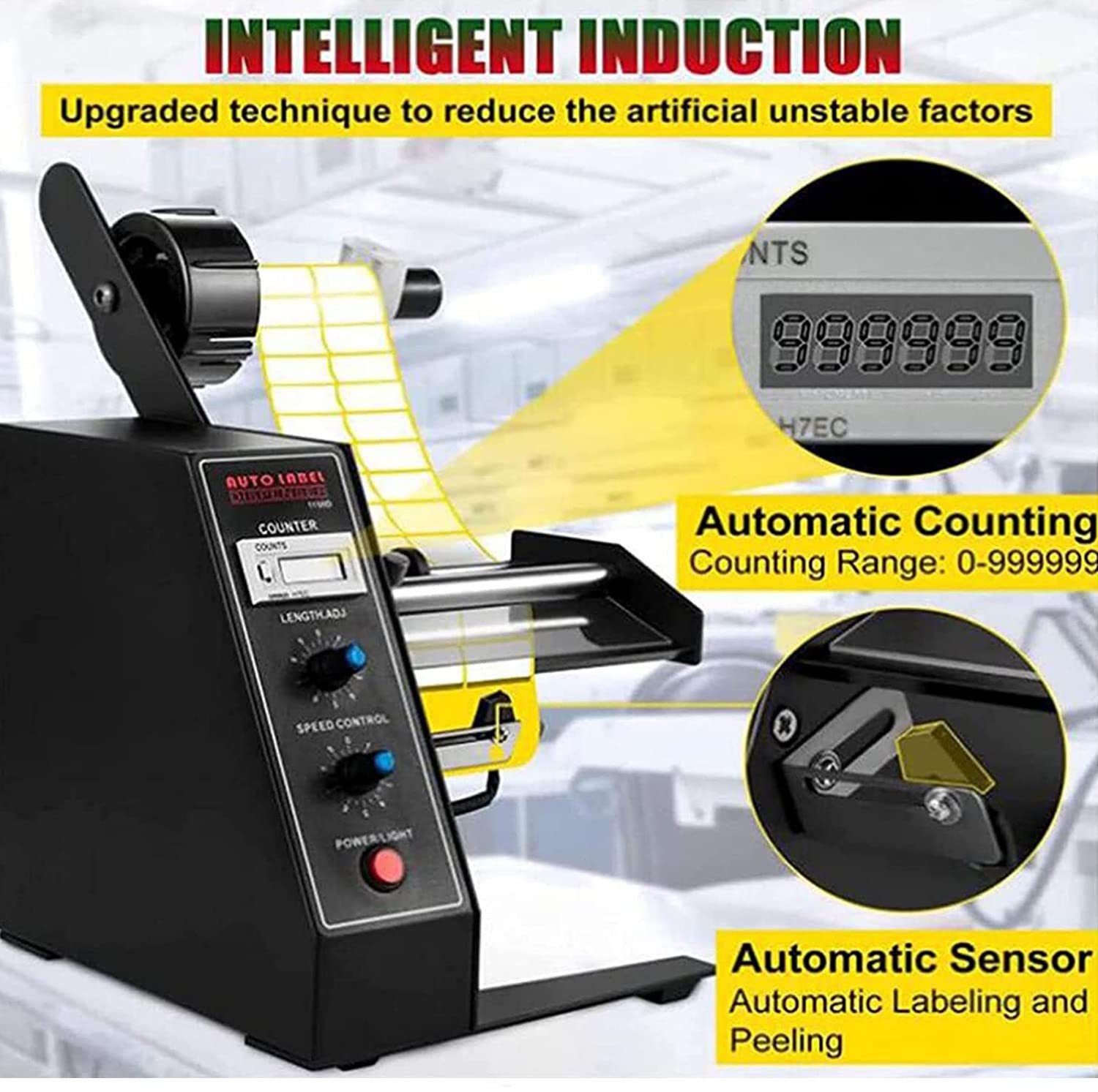Distributore Automatico Etichette Conteggio Automatico Stripper Etichette velocità Regolabile Macchina Separazione Etichette Separatore Nastro Adesivo per Etichette Carta,110v