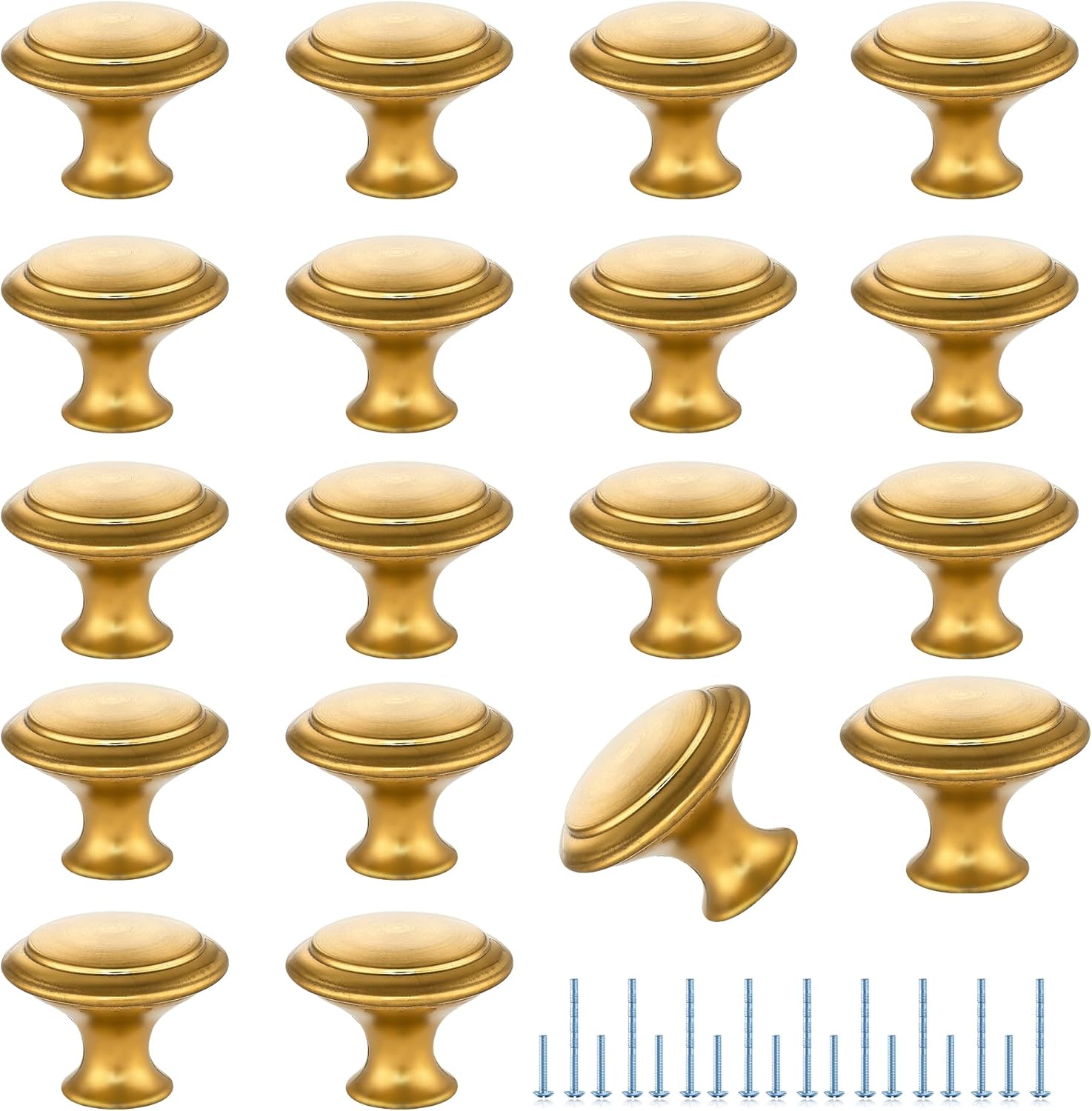 JOY DECOR 18 Pack Gold Cabinet Drawer Hardware 30mm Kitchen Cabinet Knobs Drawer Pulls with Installation Screws for Dressers Kitchens Cupboard