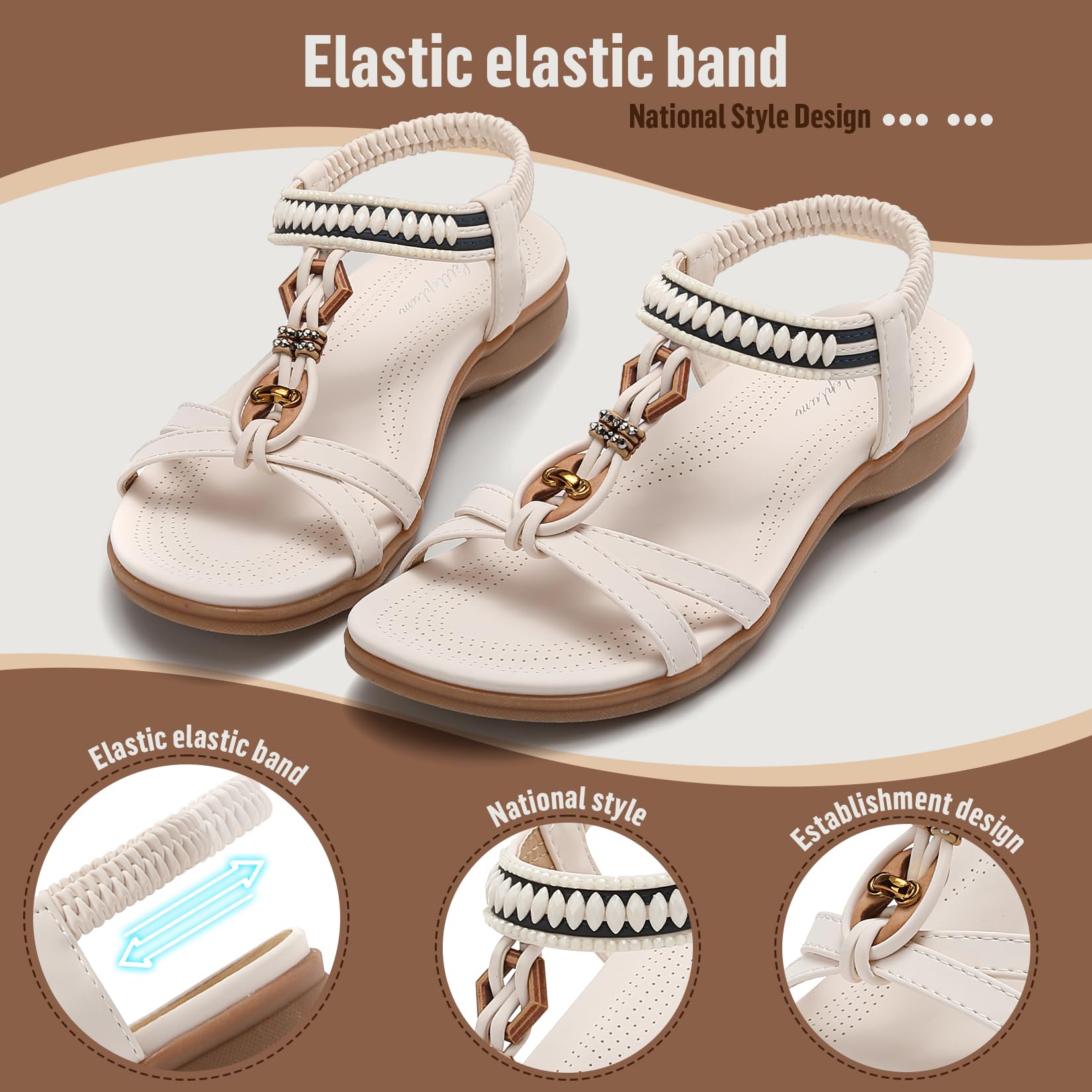 Littleplum Sandales Femme Mode Été Sandales Confortable Plates Strass Bout Ouvert Chaussures