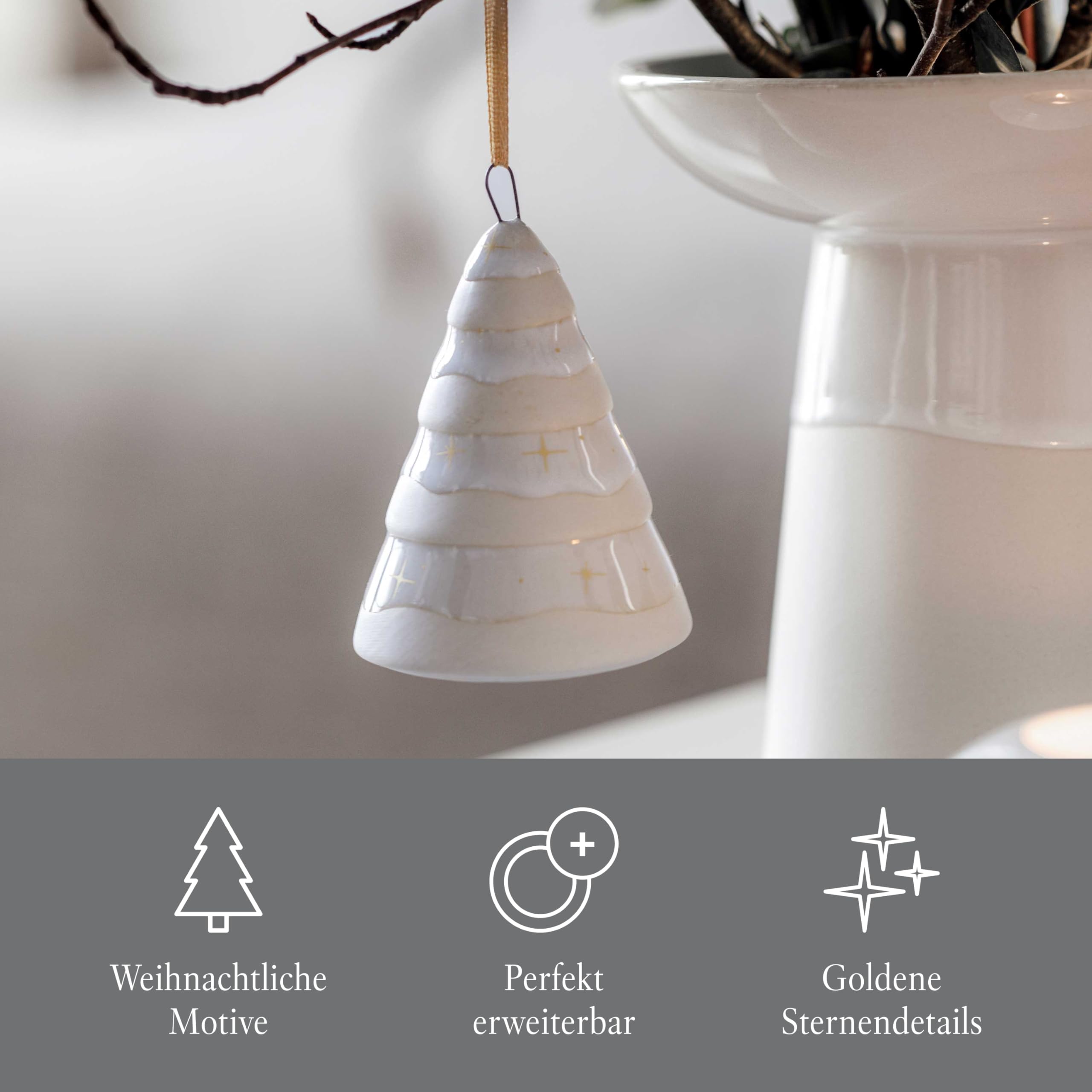 like. by Villeroy & Boch Winter Glow addobbo albero di Natale, 6x6x7,5 cm (Confezione da 2)