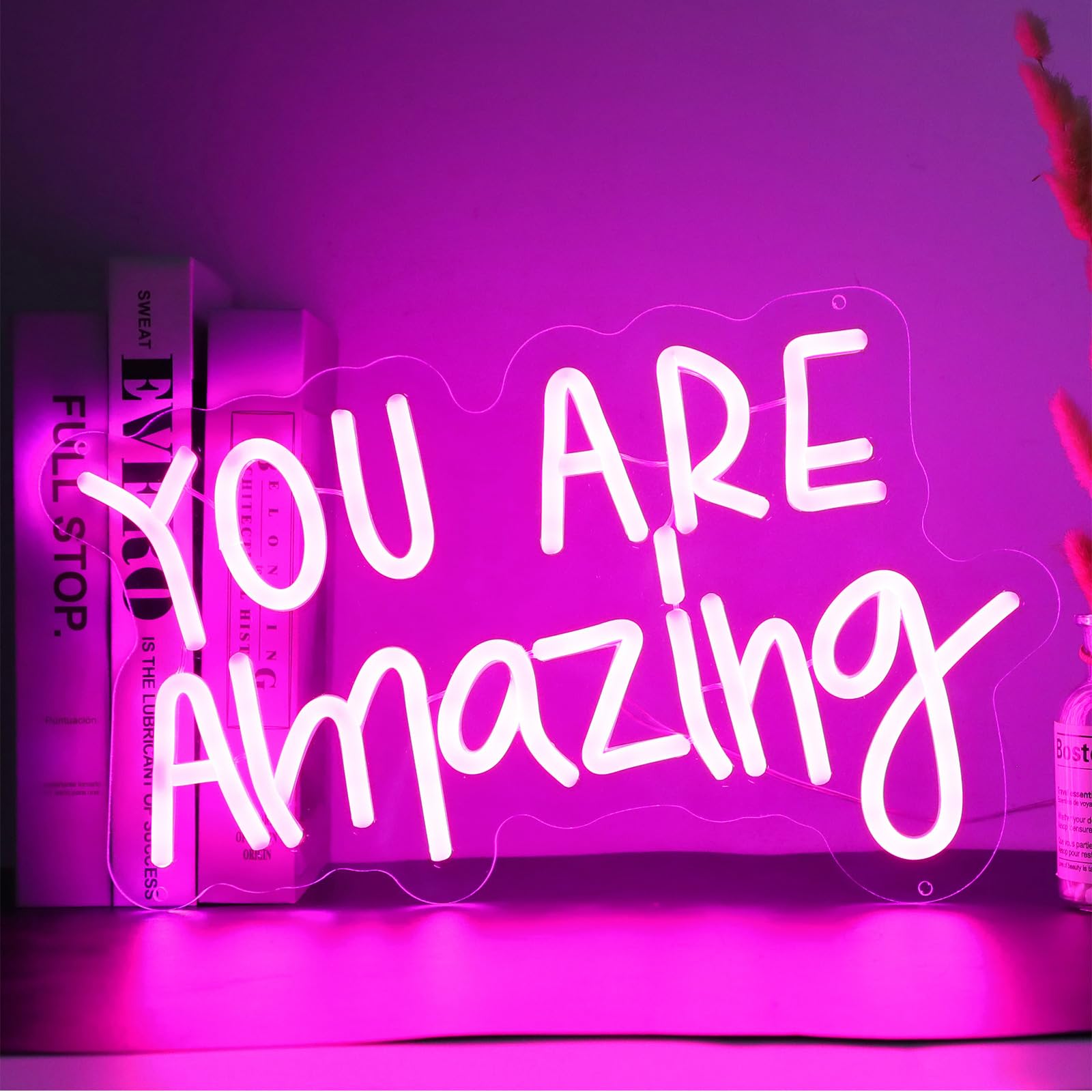 ENUOLI You Are Amazing Neon Signs - Luci al neon artistiche per decorazione da parete, luce LED rosa dimmerabile per camera da letto, bar, matrimoni, feste di compleanno, regali di Natale