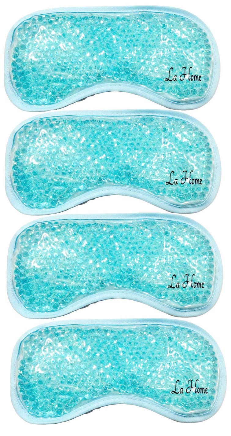 LaHome Hot Cold Gel Pack Therapy Washable Reusable for Migraine, Stress Relief, Reduce Puffiness, Swollen Face, Skin Care, Headaches, Sinus Pressure - 4 Masks