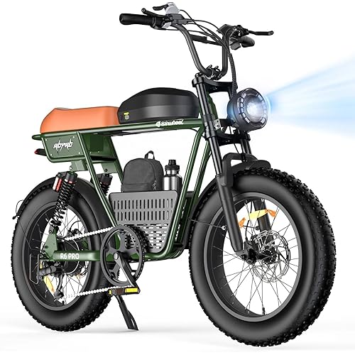 isinwheel Electric Bike for Adults,1500W Motor Electric Dirt Bike with 10.4/20Ah Battery,20 MPH & 105 Miles Ebike,20" All Terrain Fat Tire Motorcycle,Full Suspension Moped E-Bike