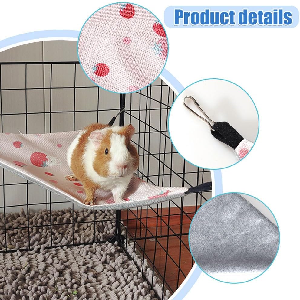 DONGKER Guinea Pig Hammock,2 PCS Chinchilla Hanging Corner Hammock with Hooks All Seasons Available for Small Animals Rat Parrot Sugar Glider Ferret Squirrel