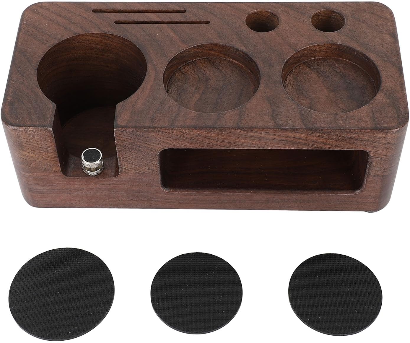 Tamper Station, Solid Holder For Portafilters, Tamper and Distribator,V2 Coffee Machine Accessories, Wooden Coffee Tamper Stand with Anti Slip Bottom (53mm)