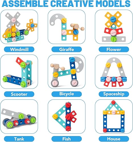 Miniatura 3 de Juego de herramientas para niños pequeños, 69 juguetes educativos STEM Montessori para niños de 3 años, banco de herramientas de juego de simulación