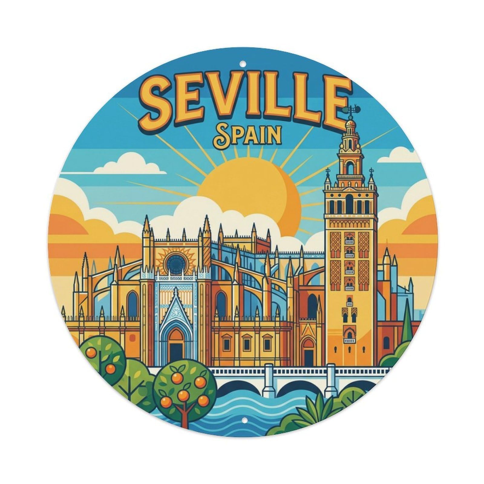Galvaxio Style Spain Vintage Travel Seville Metal Tin Sign