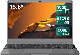 Notebook BiTECOOL de 15,6' Windows 11, Intel Core i3-5005U, 16 GB de RAM, SSD de 512 GB, tela IPS FHD, WiFi 2.4G/5G, BT5.0, RJ45, webcam, bateria de longa duração – para trabalho, estudo e
