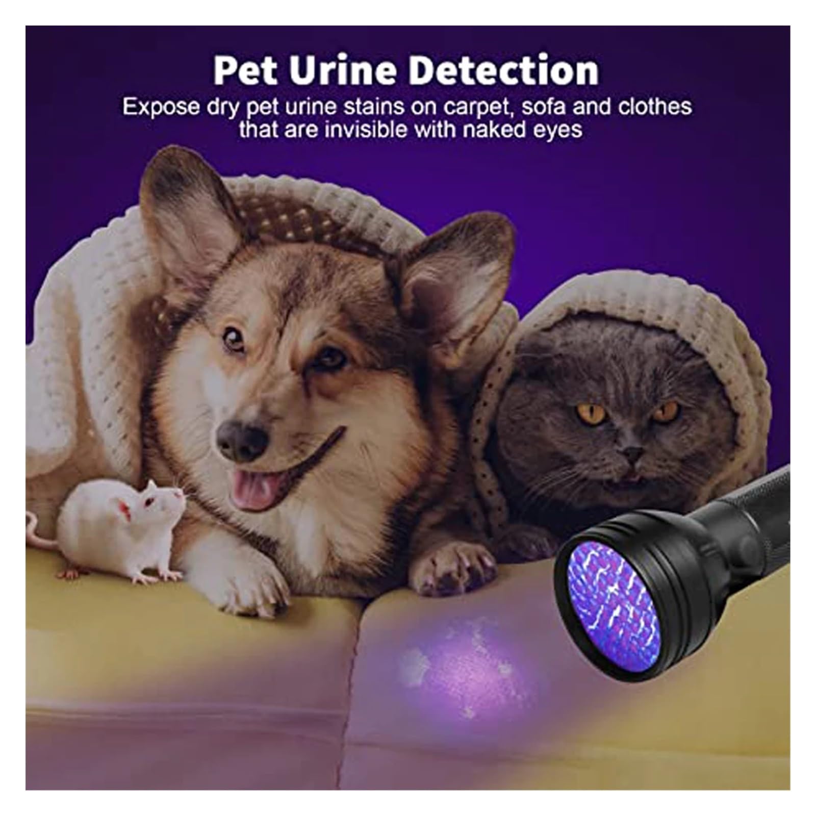 Światło UV, Latarka LED UV Ultrafiolet Mini 395nm UV Czarne światło Detektor plam moczu zwierząt domowych Polowanie(100 lamp beads)