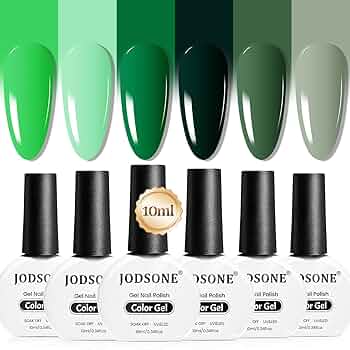 JODSONE 10ml Vernis à ongles gel vert Set de 6 vernis à ongles en gel Set de manucure en neutre pour la collection de de la Saint-Patrick.