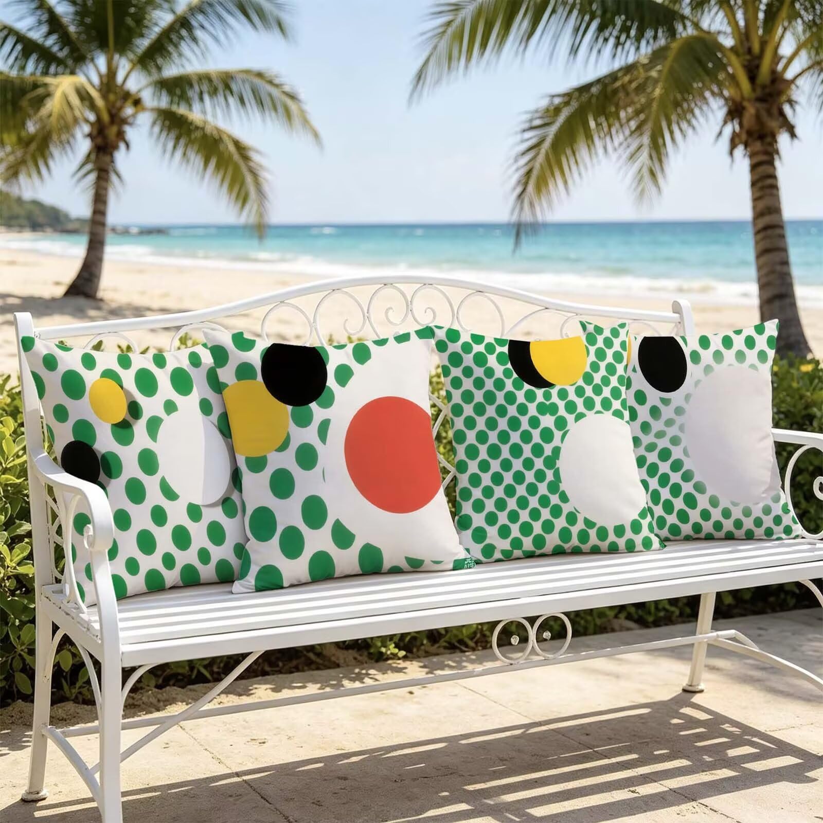 Federe Cuscini Letto 60x60cm Federe Copricuscini Divano Astratto THDZ-0086 | Outdoor Federe Copricuscini Divano Giallo-Verde 4 Pack Morbido Resistente Attraente Decorazioni per Letto Divano Regalo Donna