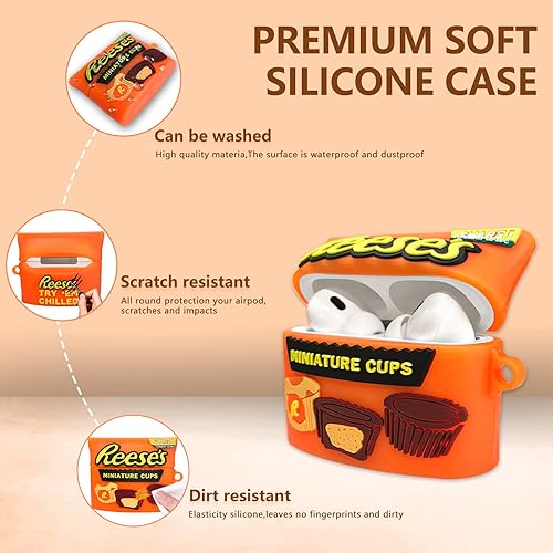 Miniatura 5 de Paquete de 3 bonitas fundas para Airpod Pro con kit de limpieza, 3D Kawaii dibujos animados divertidos Goldfish & Rainbow Candy&Chocolate Food Funda