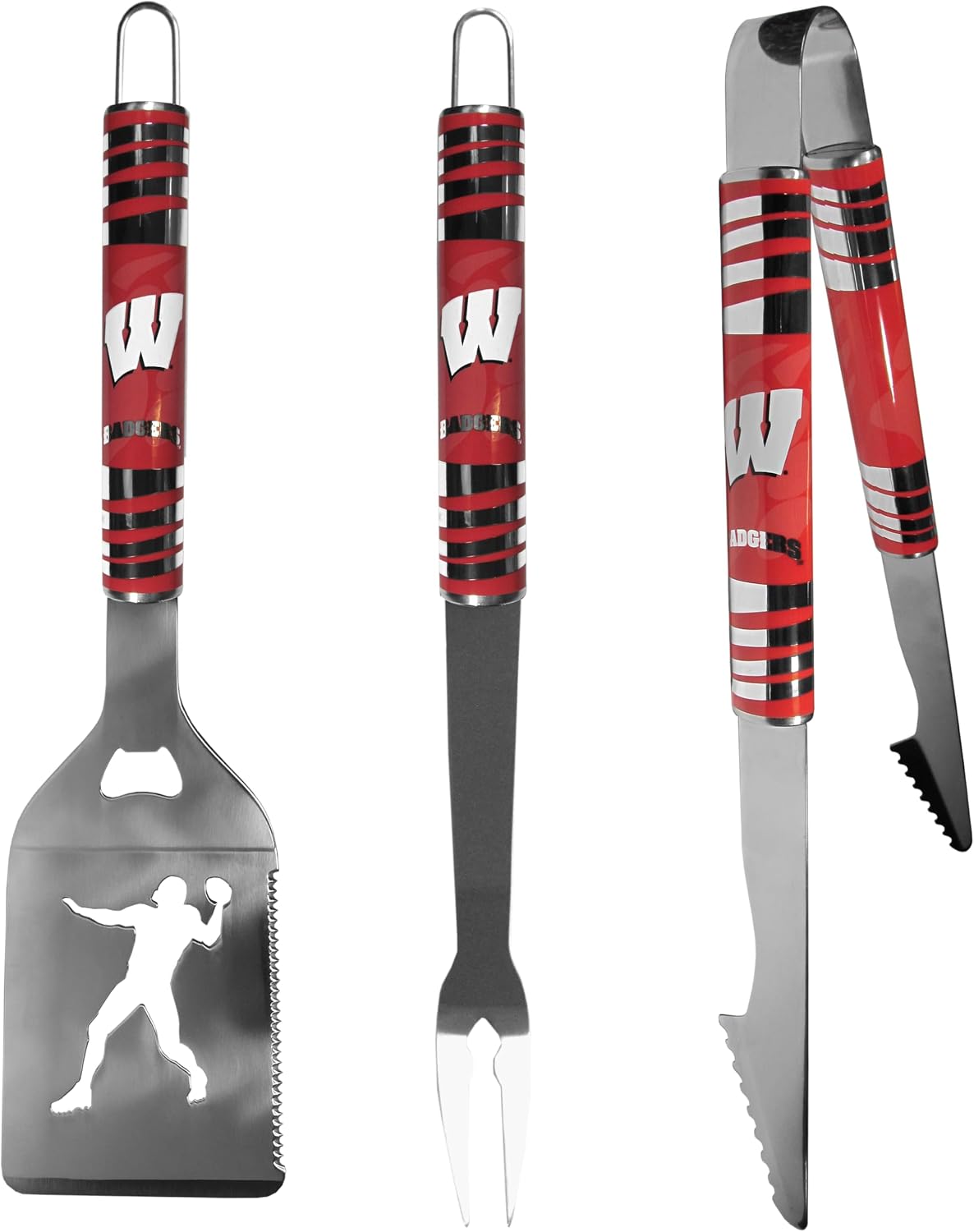 Siskiyou Sports NCAA Wisconsin Badgers 3 pc Tailgater BBQ Tools, One Size, Team Colors