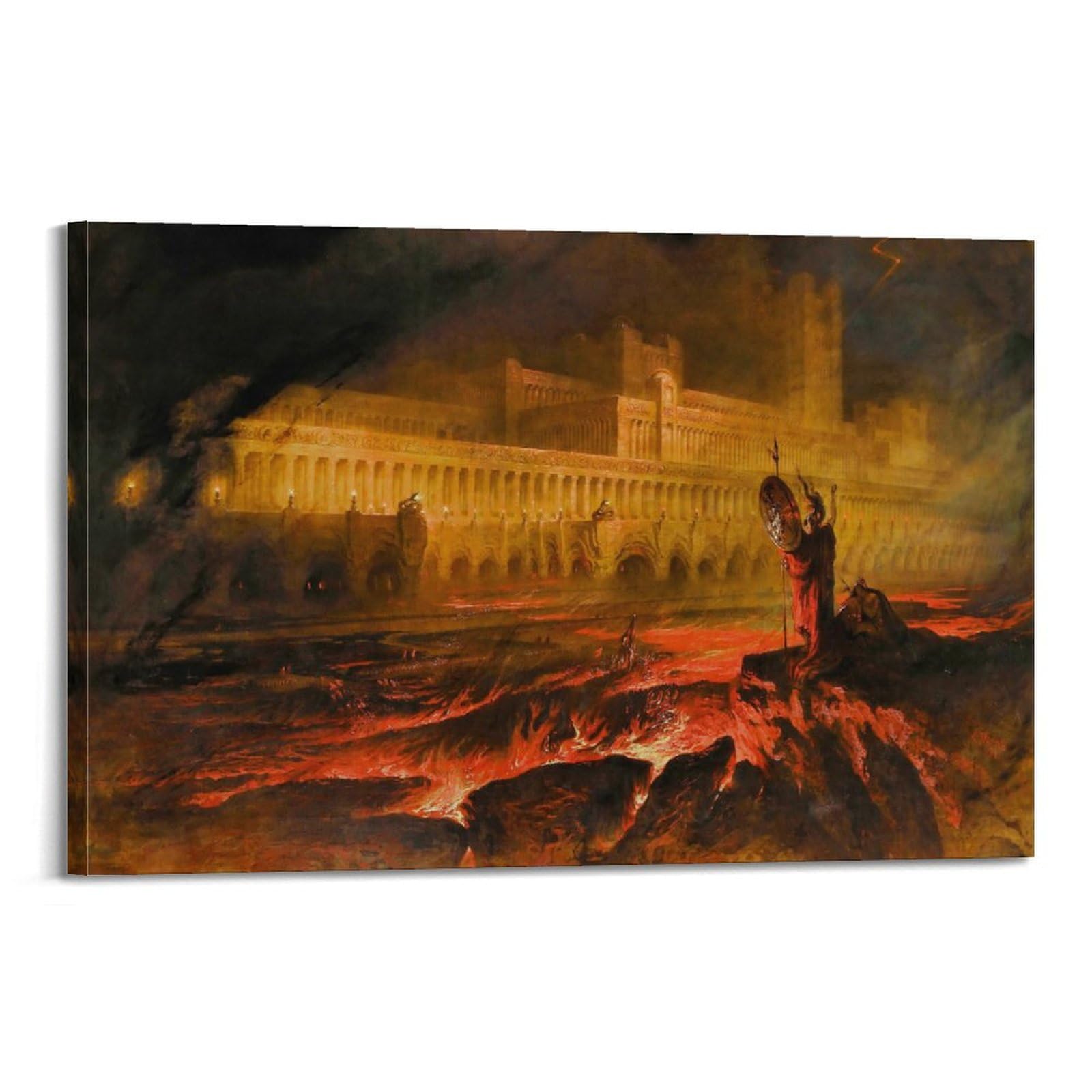 Kunstdruck John Martin Pandemonium 60x90cm - Leinwand Poster Wanddekoration