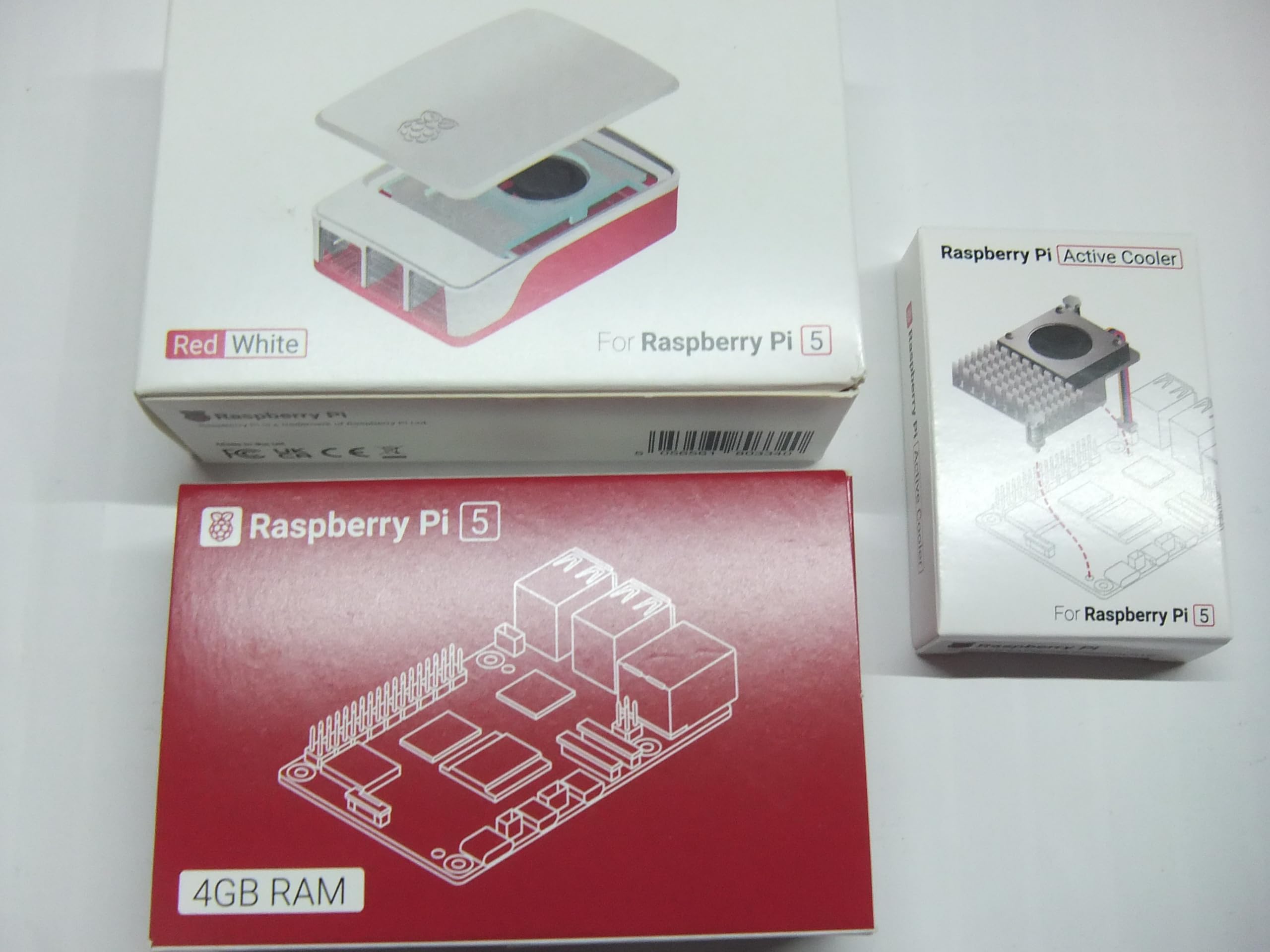Certified Technical Compliance Mark) Raspberry Pi 5 4G & Raspberrypi5 Case & Active Cooler, Heatsink / Fan Set