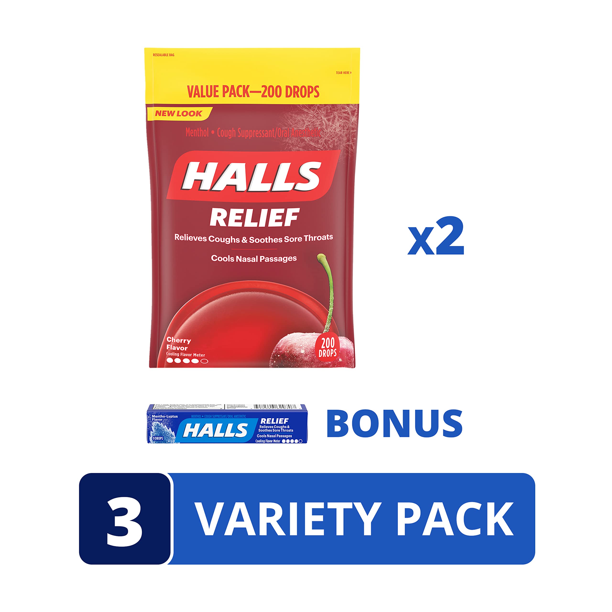 Buy HALLS Relief Cherry Cough Drops, 2 Value Packs (400 Total Drops