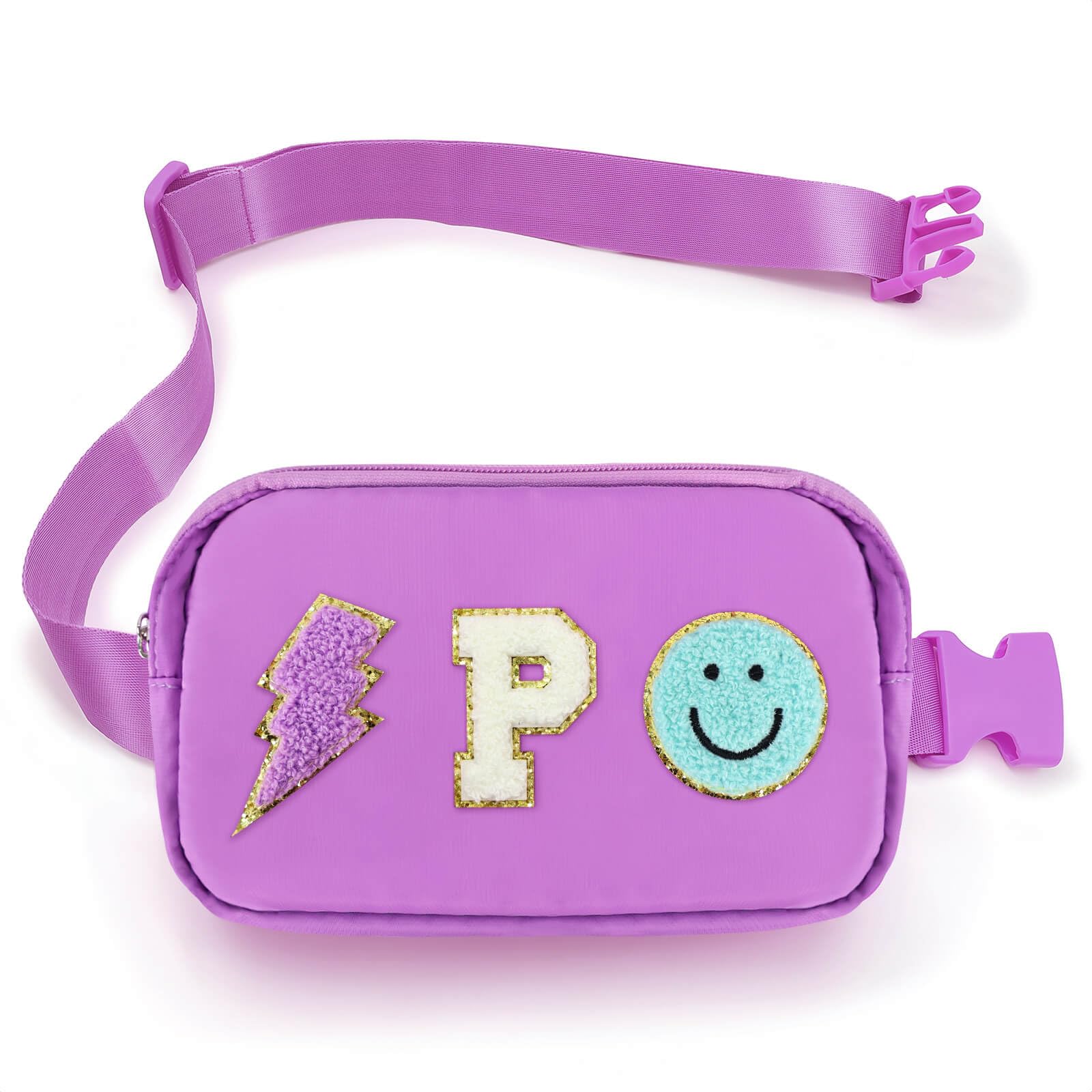 Fanny Pack for Girls Chenille P Letter Crossbody Bag, Preppy Nylon Kids Belt Bag for Birthday Christmas Graduation Personalized Gifts for Teen Girls,