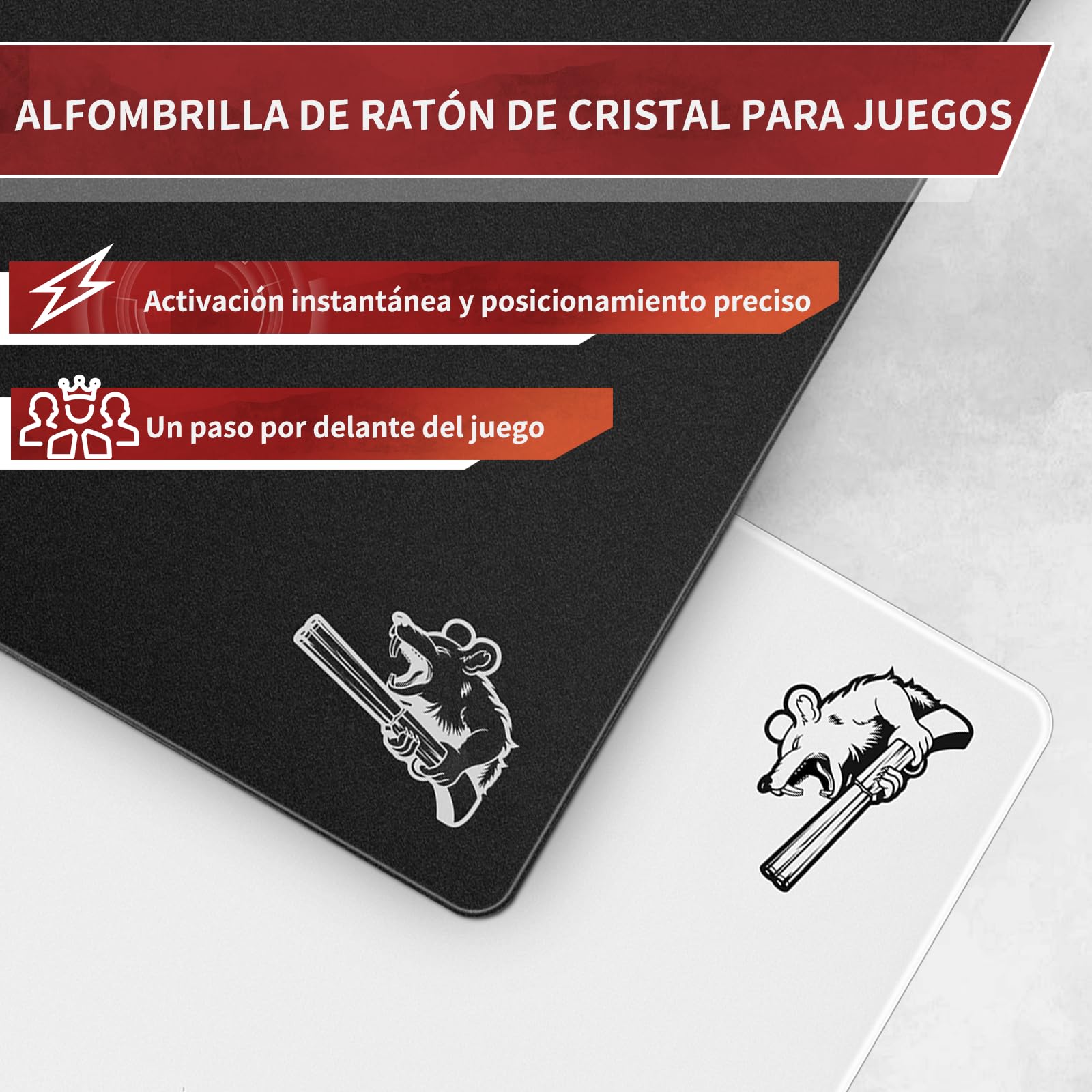 SIROOLAC Alfombrilla de ratón para juegos de vidrio 320 mm x 360 mm FPS Game Special Vidrio templado duradero de 3 mm de grosor Dispara con precisión y rapidez a los oponentes (320 mm x 360 mm, blanco