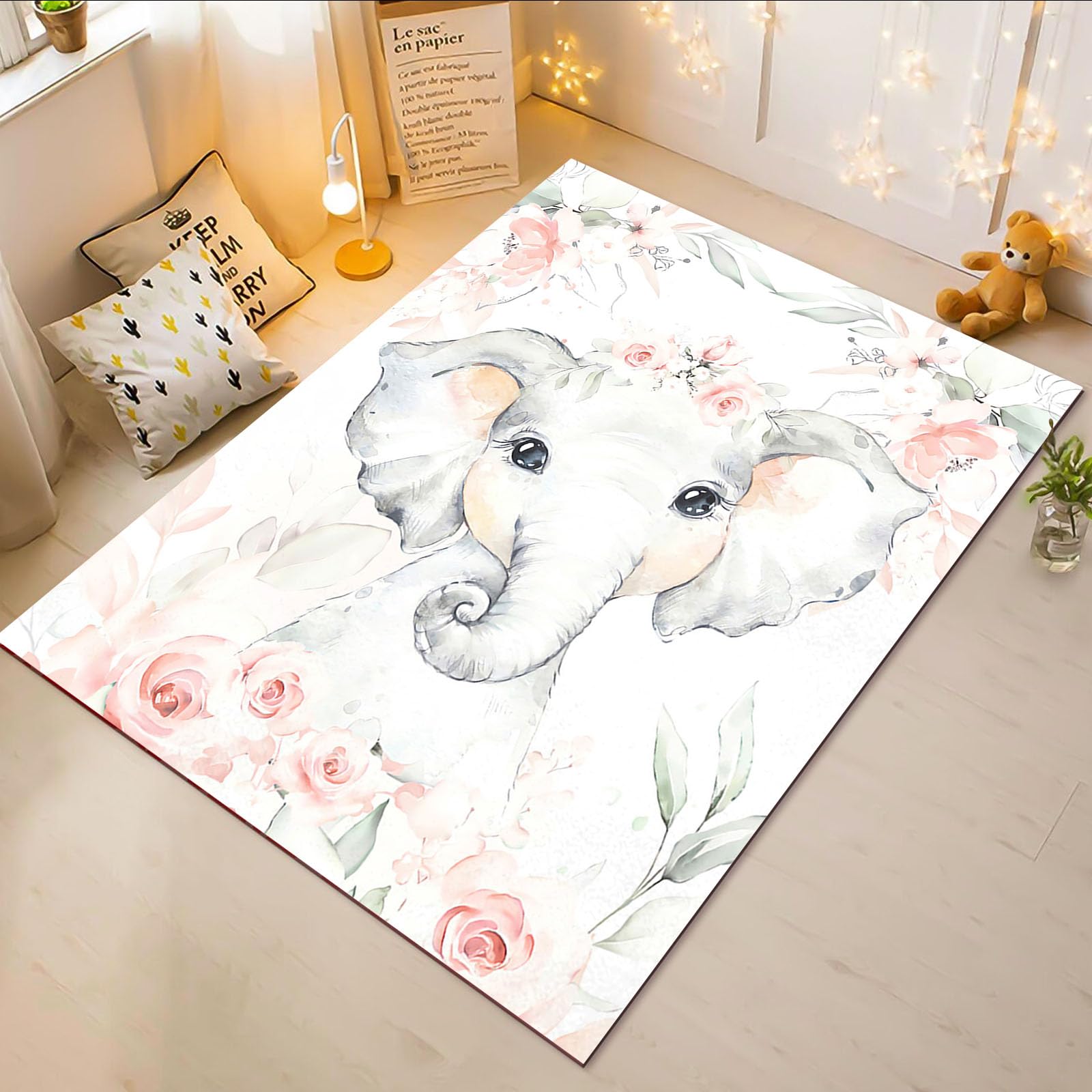 Tapis de salon anti sol froid 160x230 cm chambre enfant animaux de la forêt