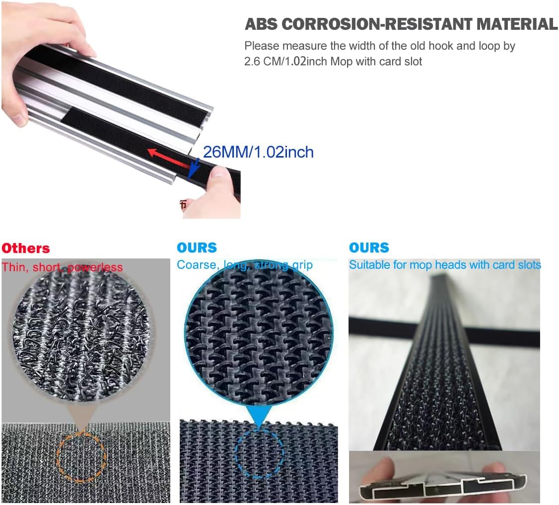 Hook and Loop Accessories Strip Flat Floor Cleaning Mop Part Replacement for 11 18 24 36in Commercial Mops Compatible with Bona Microfiber Mop and for Microfiber Flat Mops