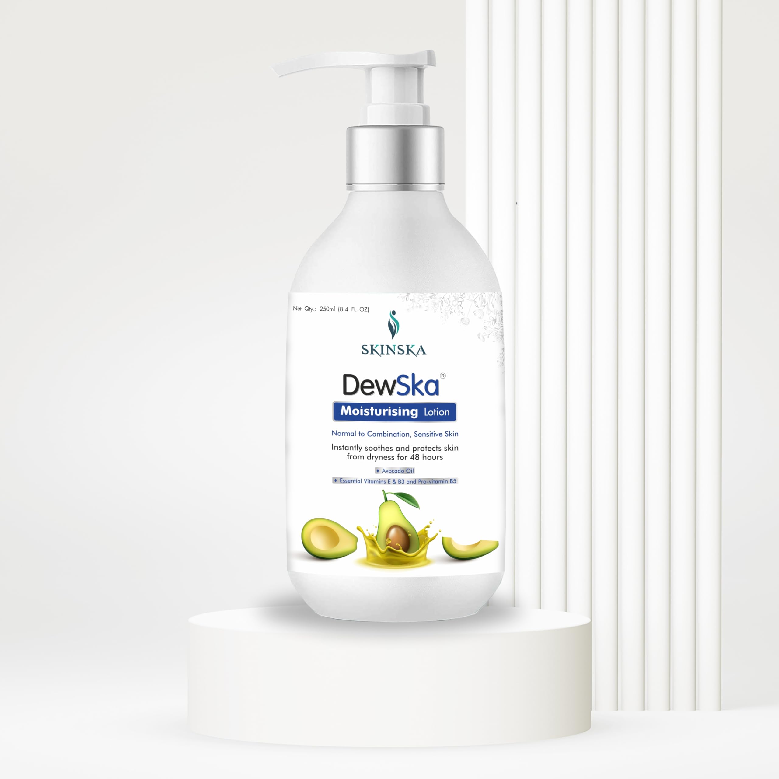 SKINSKA NATURALS Dewska Body Moisturiser with Avocado, Vitamin E, B3 and Provitamin B5, 48hrs Deep Moisturisation, Gentle
