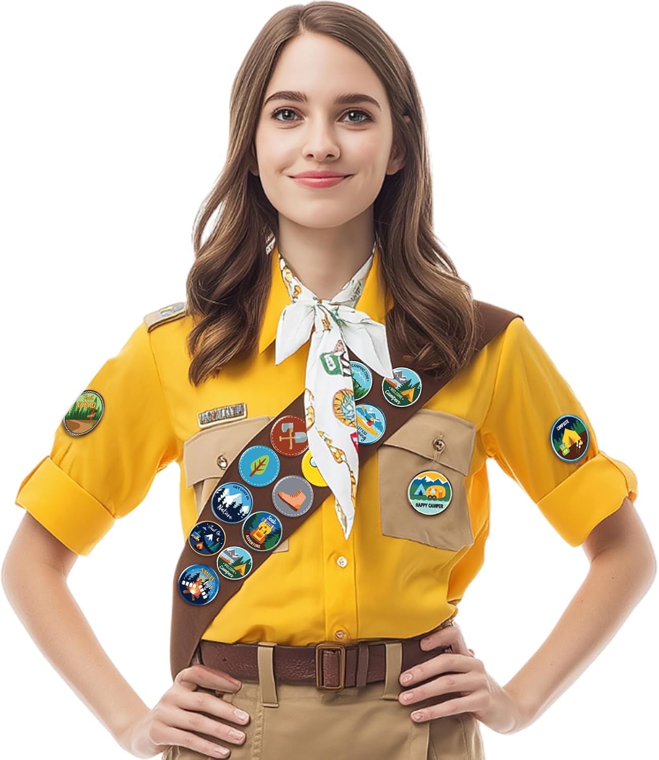 Eaasty 240 Pcs Scout Camping Pins Bulk Outdoor Nature Camp Badges Pins Halloween DIY Costume Accessories for Camping Party Favors Home Decoration