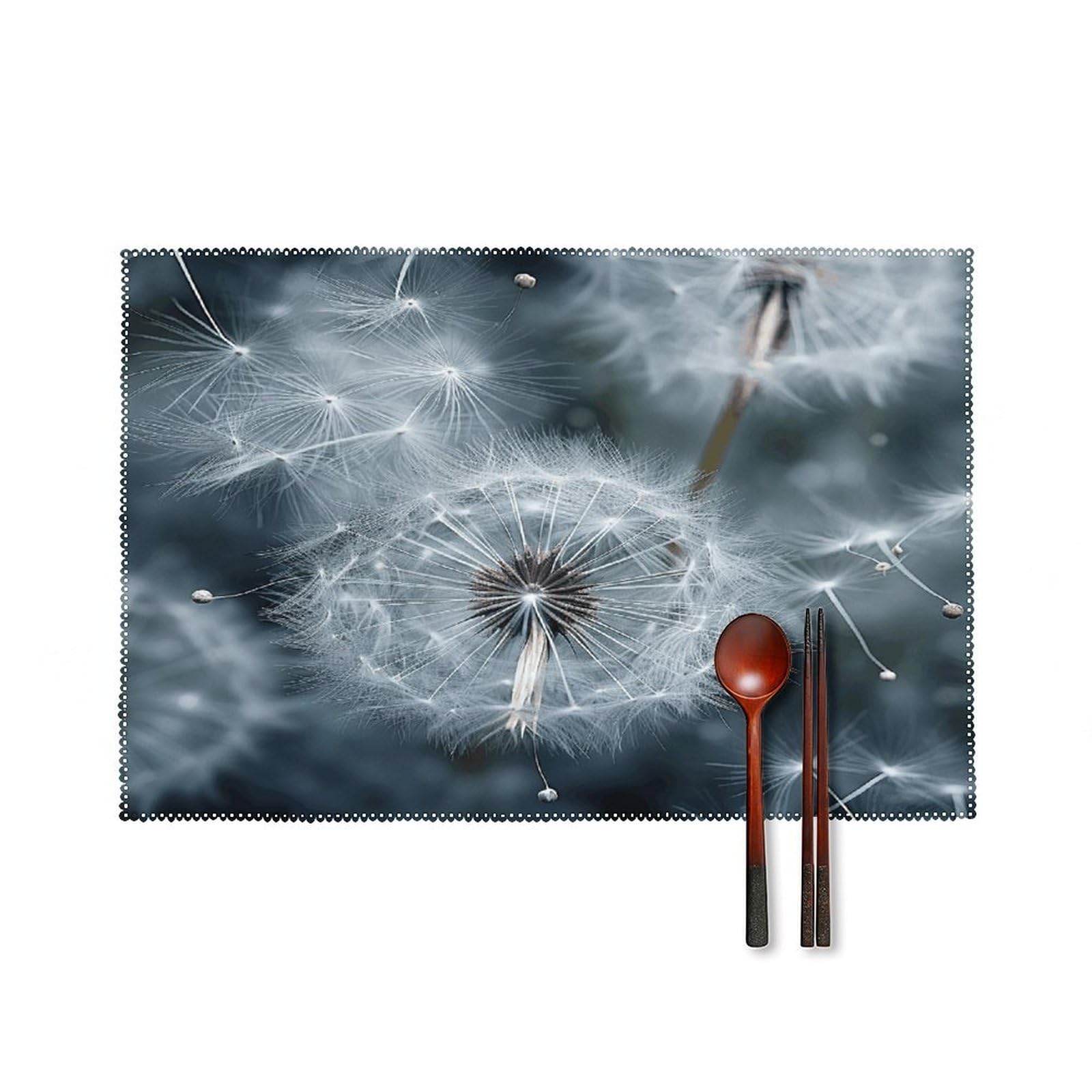 Btcowzrv Style Dandelion Seeds Pictures Canvas Placemats Set Of 6, Wipeable Washable Place Mats For Indoor & Outdoor, Table Mat Decor For Kitchen Dining Party