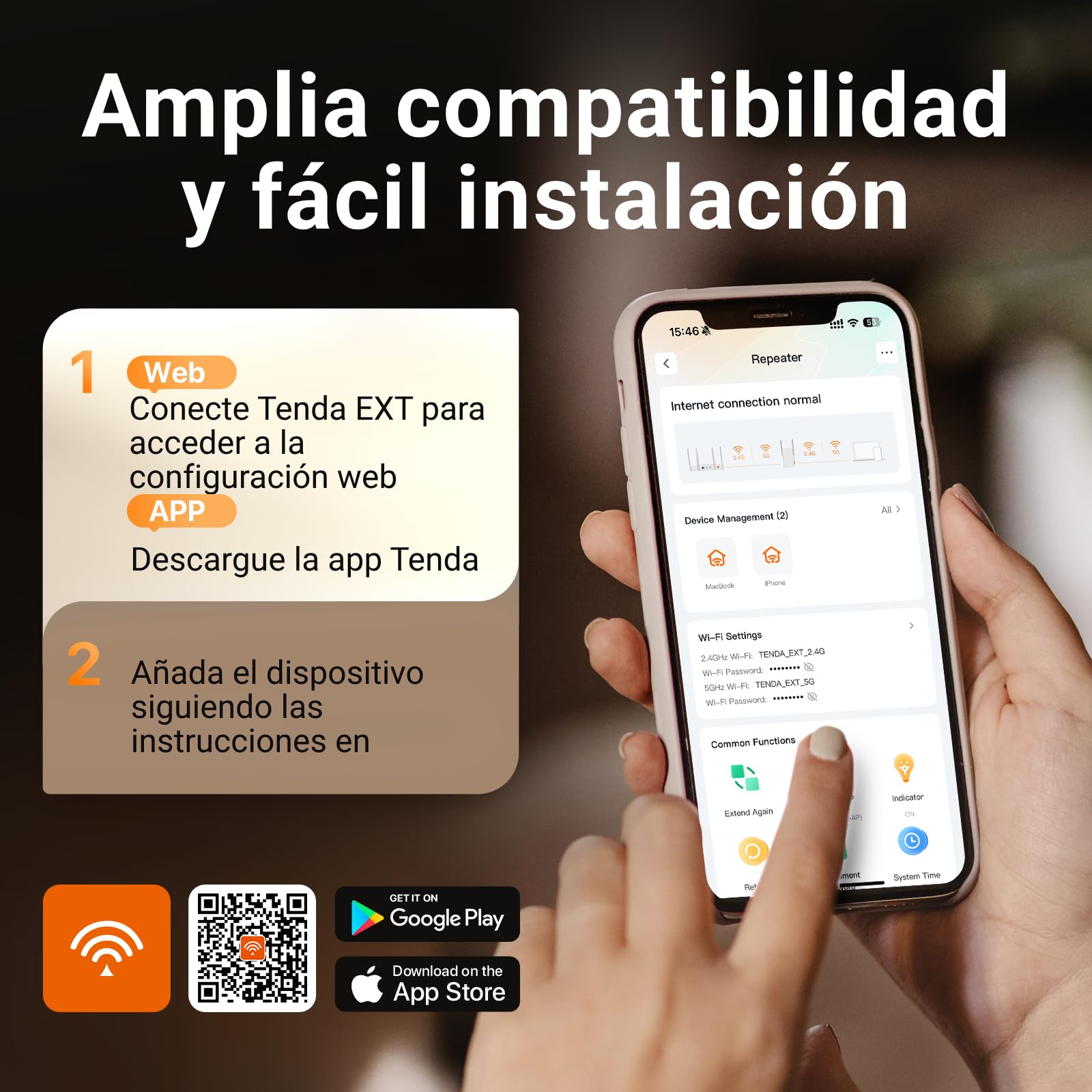 Tenda Wi-Fi 6 Repetidor WiFi AX1500Mbps Extender, Amplificador Cubre hasta 150m², 1 Puerto Gigabit Ethernet, WPS, Modo Ap, Indicador LED, Compatible con Todos los Routers, A23