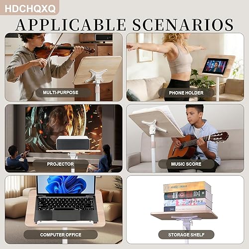 Miniatura 6 de Soporte ajustable para libros de piso de 20 a 67 pies y ángulo, soporte de música, soporte de suelo para tablet, biblias, recetas, cocina, libros,