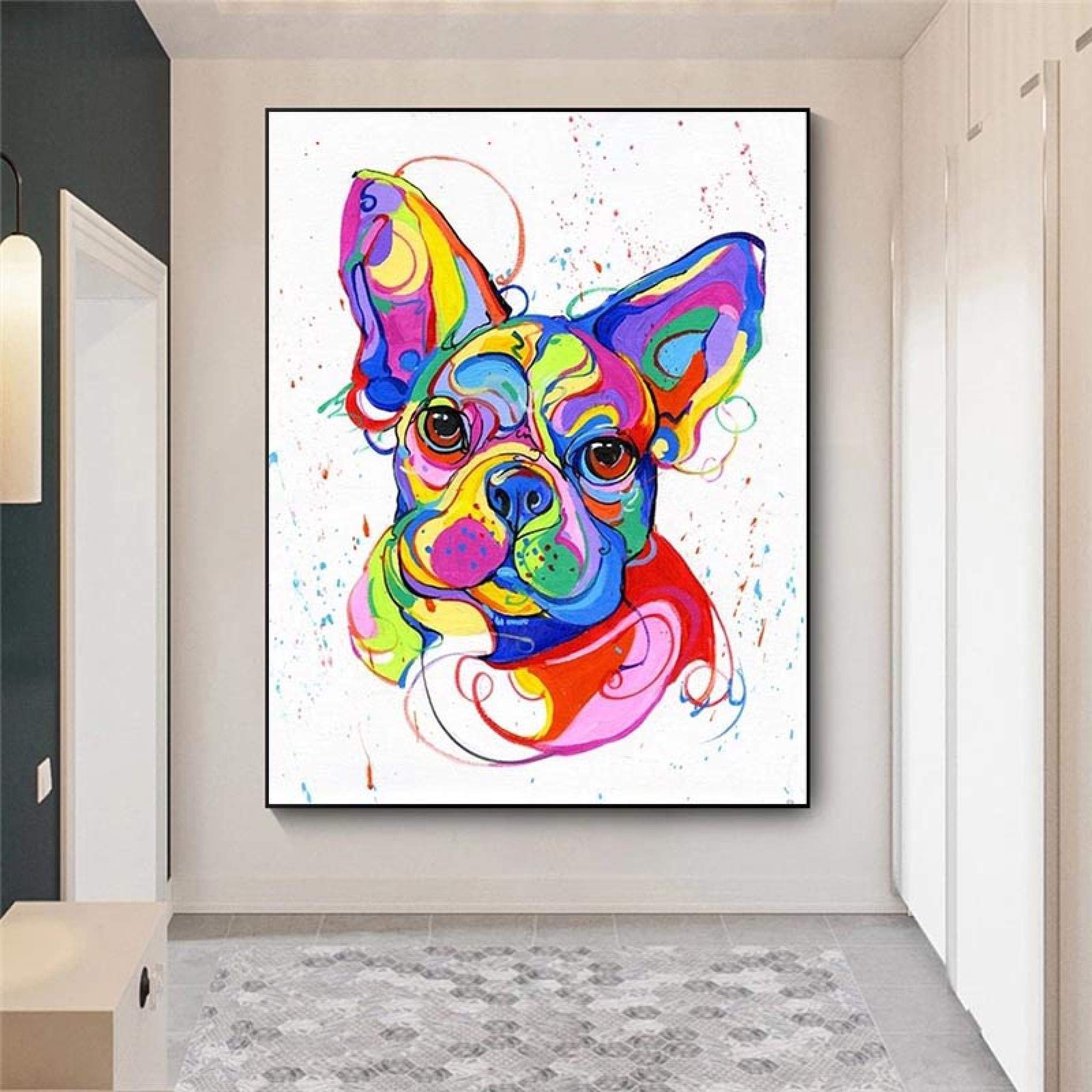 Amazon｜壁アートキャンバス絵画フレンチブルドッグカラフルな動物の絵