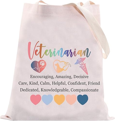 VAMSII Veterinario Tote Bag Vet Tech Gift Vet Graduación Regalos para Técnico Asistente Veterinario Bolsa de compras de hombro