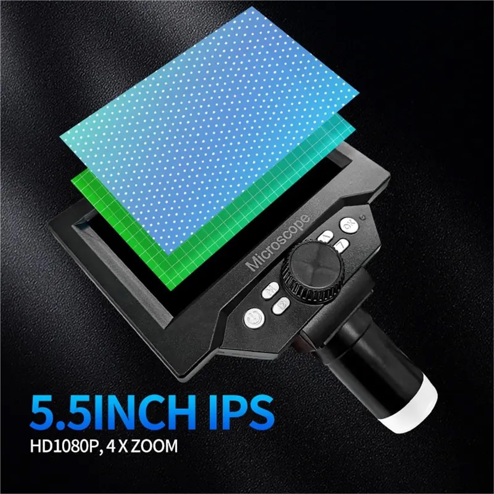 Digitales Mikroskop. 5,5" LCD Digitalmikroskop 1000X 1080P Mit Ständer Tragbar