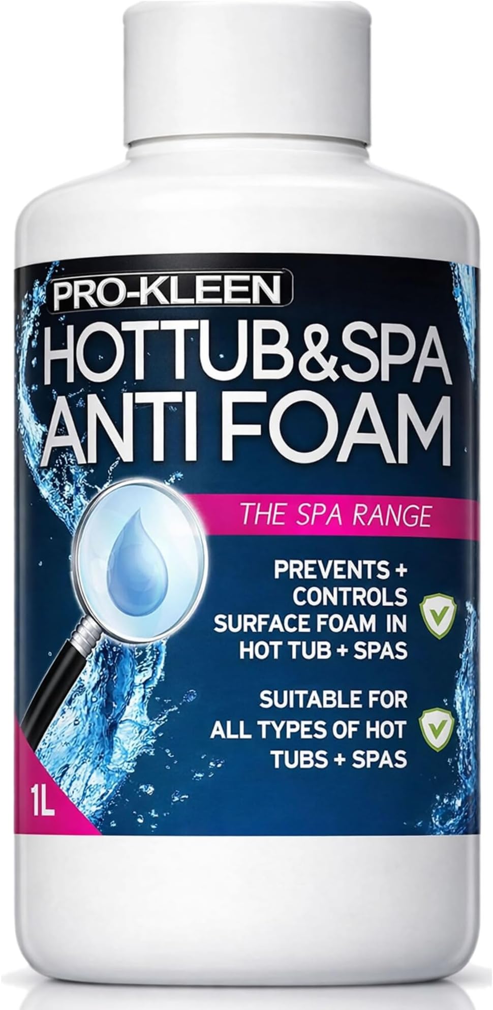 Pro-Kleen Hot Tub & Spa Anti Foam 1L - Defoams Hot Tubs & Spas - Suitable for all Hot Tubs & Spas - Easy To Use