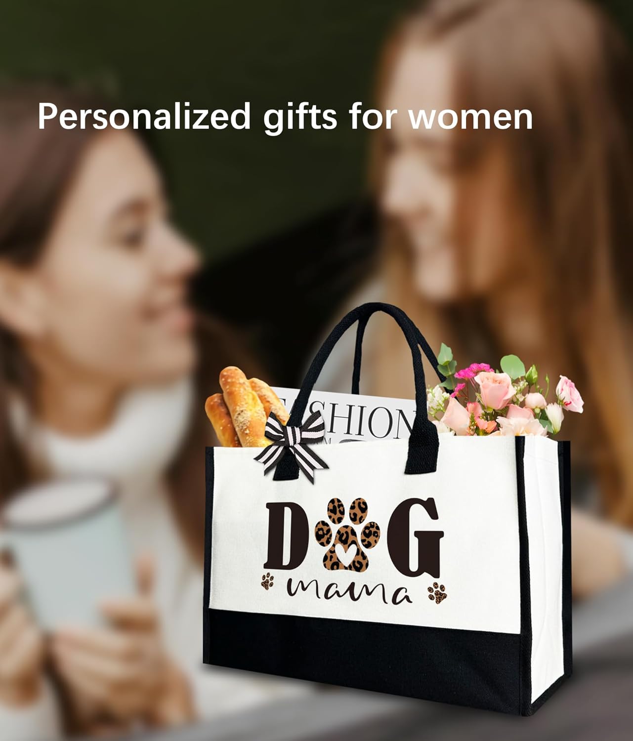 Dog Mama Tote Bag, Dog Lover Canvas Tote Bag for Women, Mother's Day Gift, 12x17 inch - Image 5