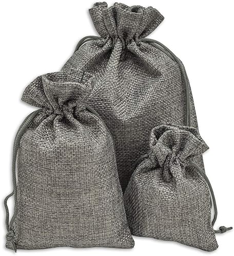 Miniatura 4 de TheDisplayGuys - Paquete de 12 bolsas de regalo de arpillera natural de 4 x 6 pulgadas con cordón (gris frío, pequeño) para recuerdos de fiesta,