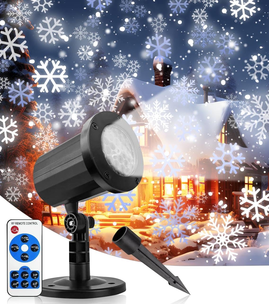 Weihnachtsprojektor, Schneeflocke, LED-Projektor, für den Außenbereich, wetterfeste Fernbedienung, Weihnachtsfeier Dekoration