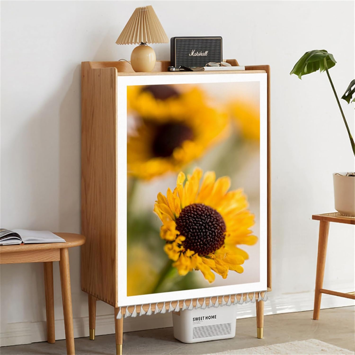 Highdi Schrankvorhang Mit Klettband - Selbstklebende Gardine Für Küche, Schrank & Regal (60x100cm, Apfelkatze)