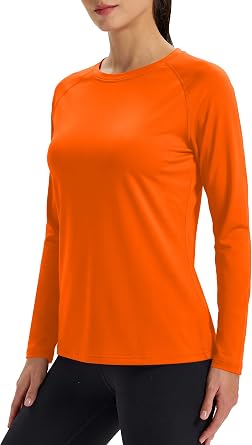 Womens Thermal Shirts Long Sleeve Base Layer Cold Weather Fleece Lined Warm Undershirt Regular Fit Crewneck Tops