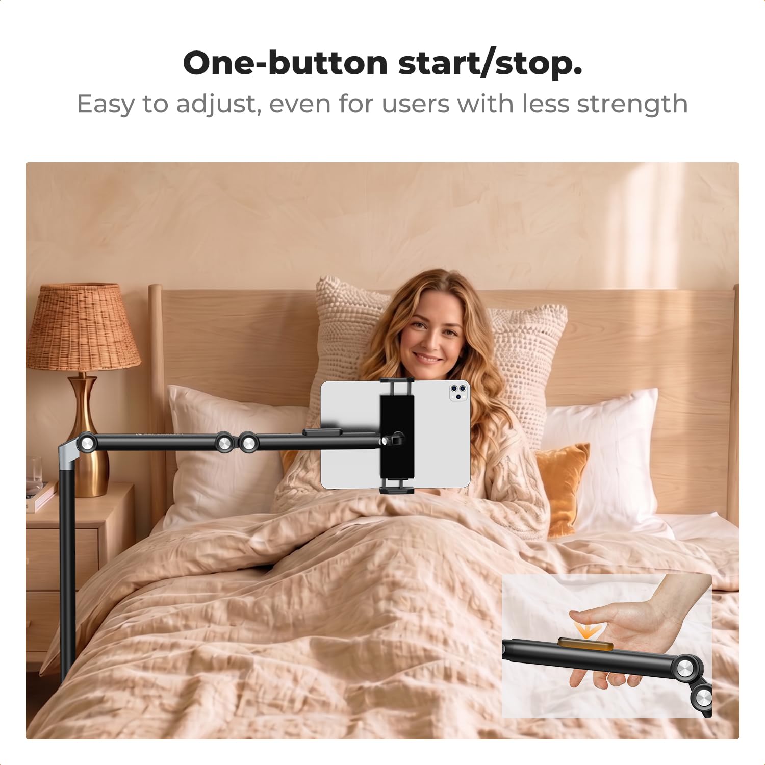 K&F CONCEPT Stojak podłogowy na telefon komórkowy, tablet, 25-160 cm, kompatybilny z iPad/iPhone | Regulowany stojak z głowicą kulową 360°, 25-160 cm, kompatybilny z tabletami i smartfonami