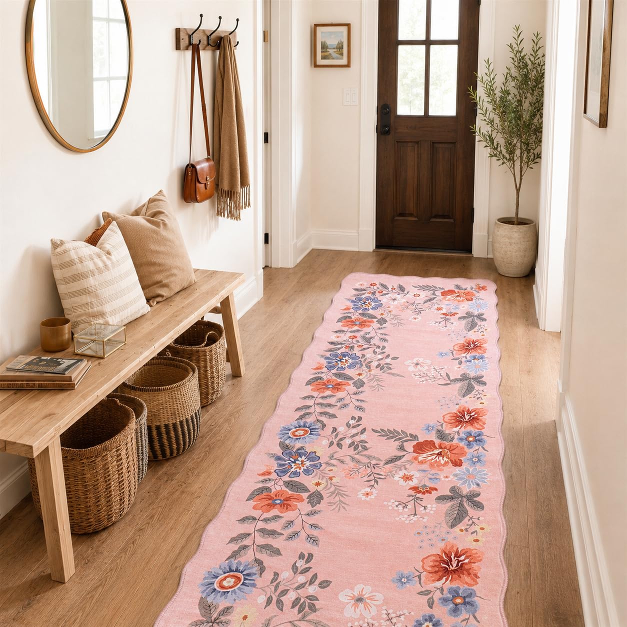SOANNY Runner Rug, Non Slip Washable Hallway Carpet, Pink, 60x180 cm — image 1