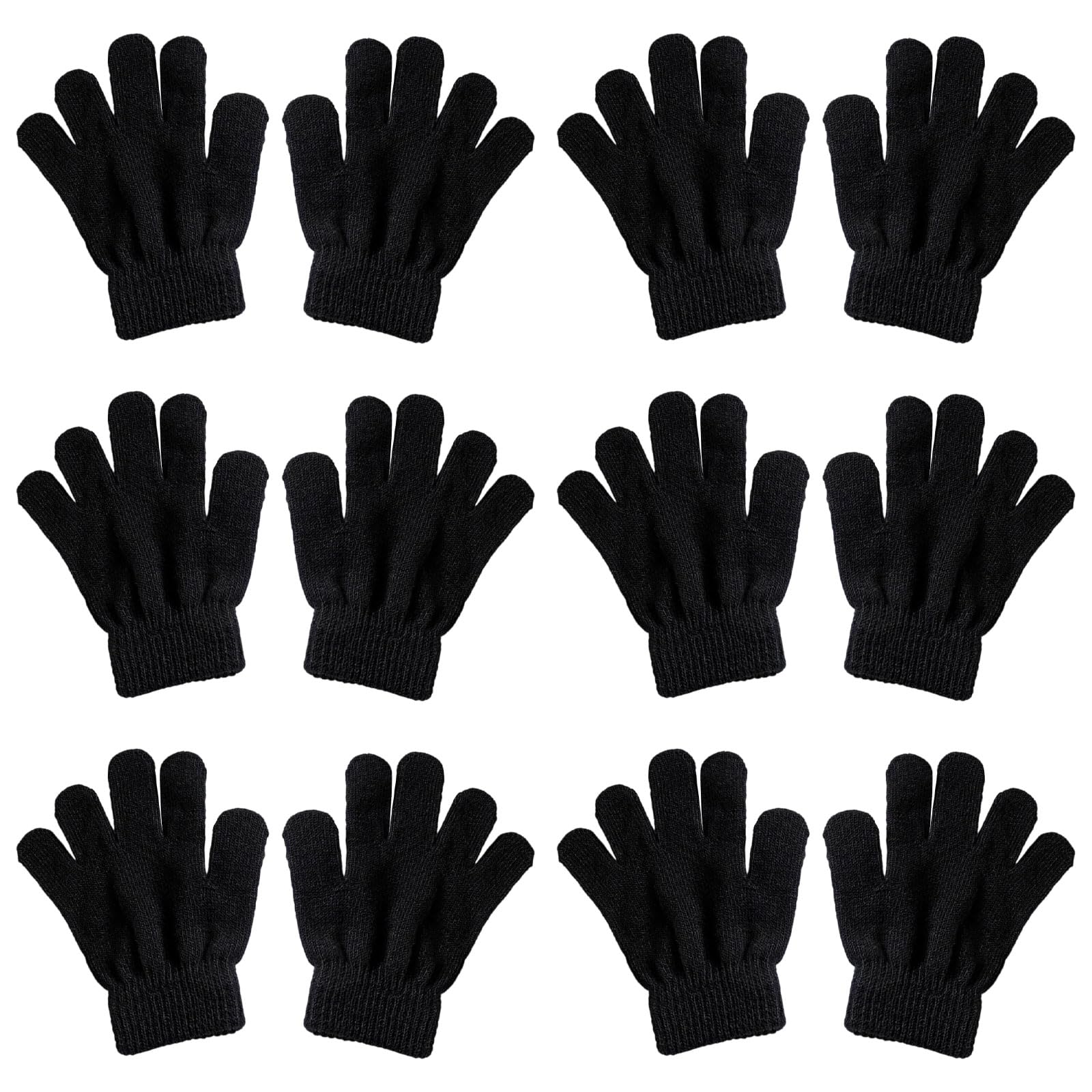 Guantes Elásticos Mágicos para Niños, Manoplas de Dedo Completo, Guantes de Punto Unisex, Cálidos de Invierno, Negro