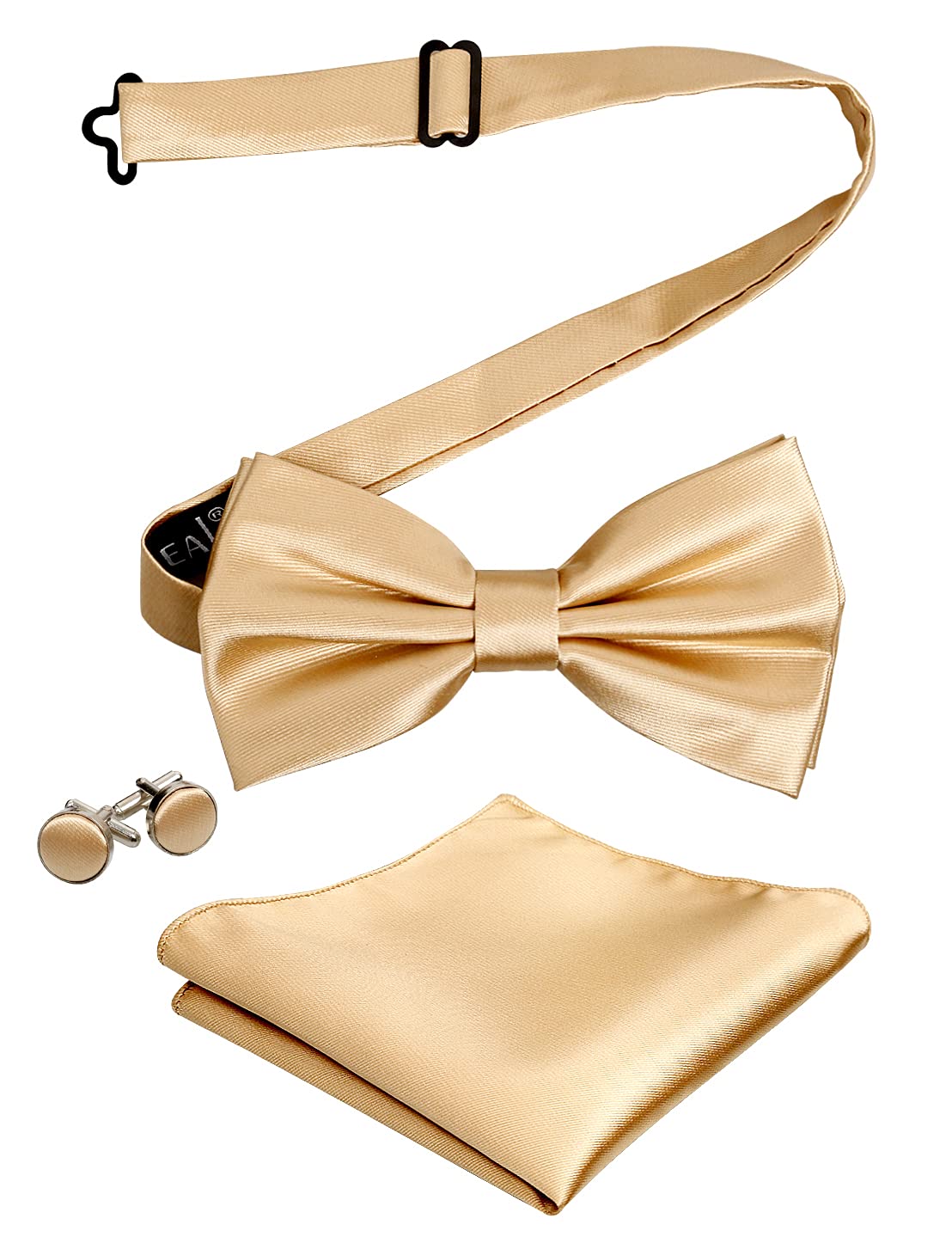 Mens Tuxedo Bow Tie, Hanky and Cufflinks Set (Champagne)(Size: One Size)
