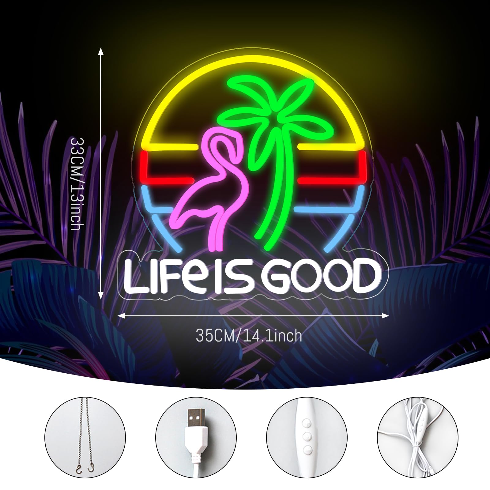 Flamingo Neon Schild Palme Bier Bar Neon Lichter für Wand LED Neon Licht Zeichen für Home Bar Cart Sommer Strand Restaurant Mann Höhle Bier Cafe Bistro Club Party Décor